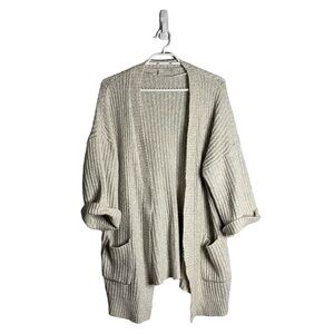 Kaffe Women's Light Gray Open Front Knit Cardigan